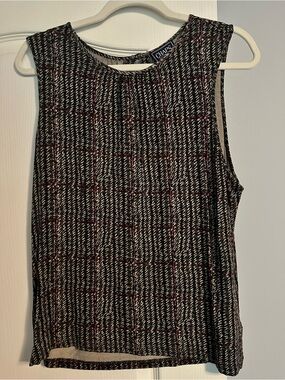 Chaps Black Plaid Sleeveless Tank with Red Windowpane